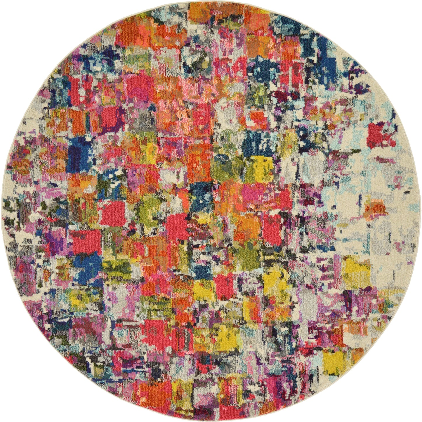 Distressed Ivory Multi-color Soft Area Rug