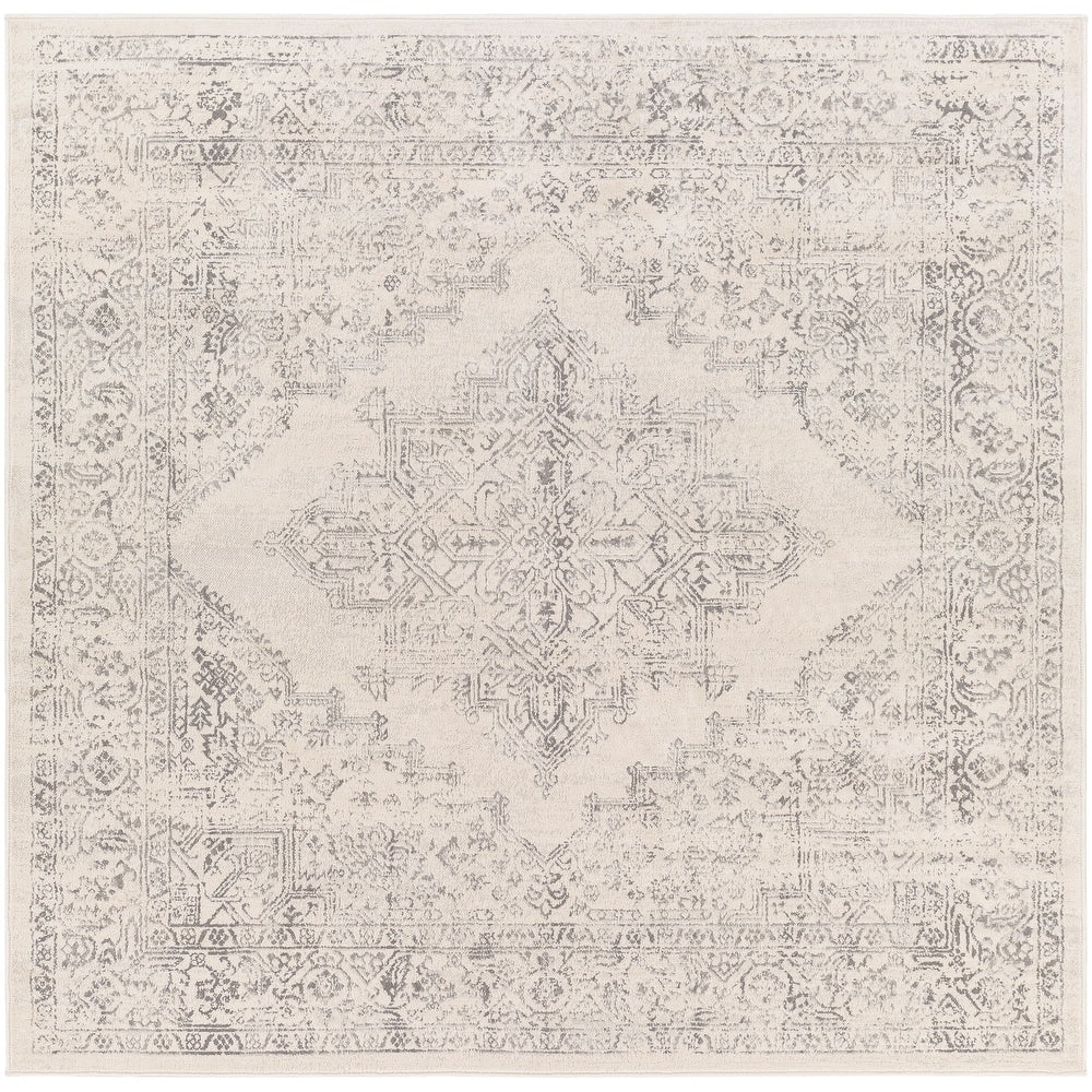 Saray Distressed Medallion Soft Area Rug - Ivory/Grey
