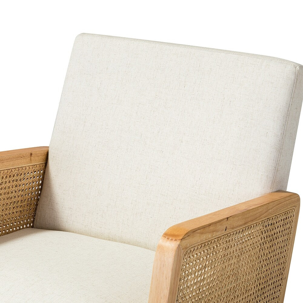 Williams 25.2" Wide Modern Polyester Rocking Chair with Rattan Arms Set of 2