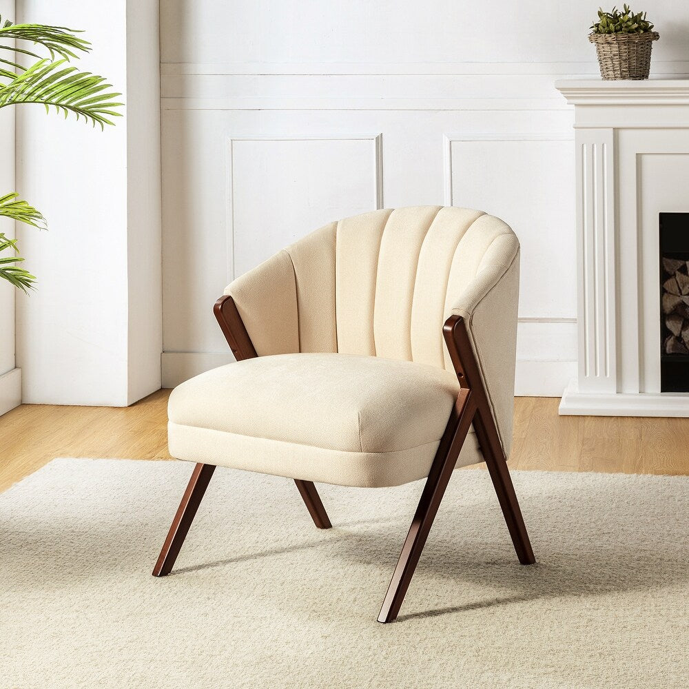 Vivian Mid-century Barrel Chair with a Scalloped Back