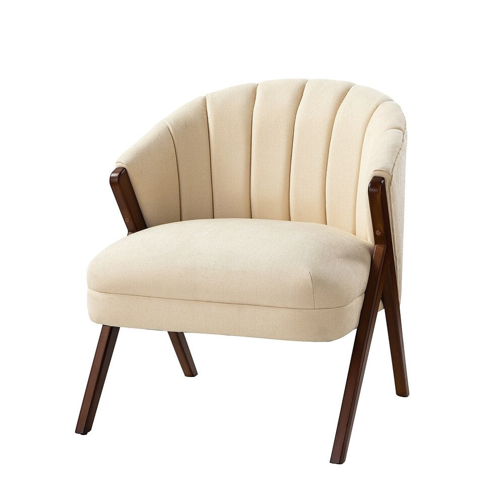 Vivian Mid-century Barrel Chair with a Scalloped Back
