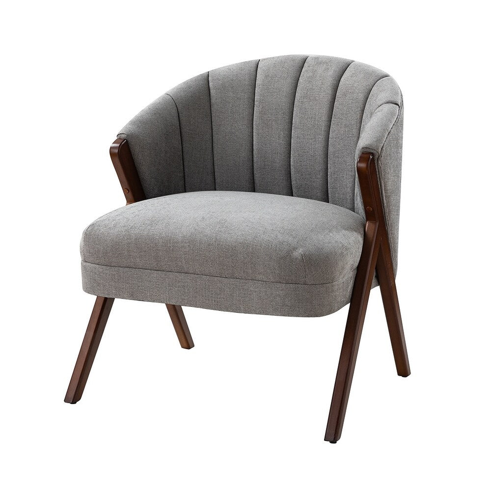 Vivian Mid-century Barrel Chair with a Scalloped Back