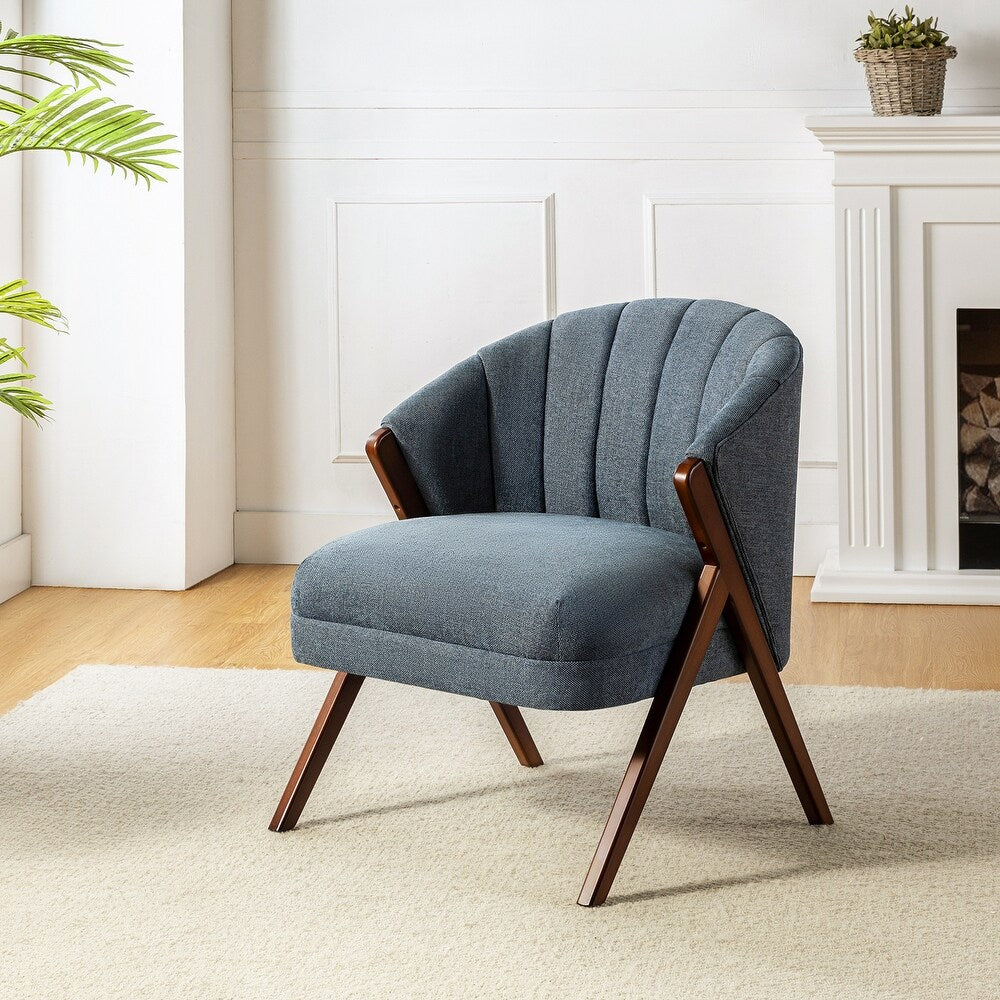 Vivian Mid-century Barrel Chair with a Scalloped Back