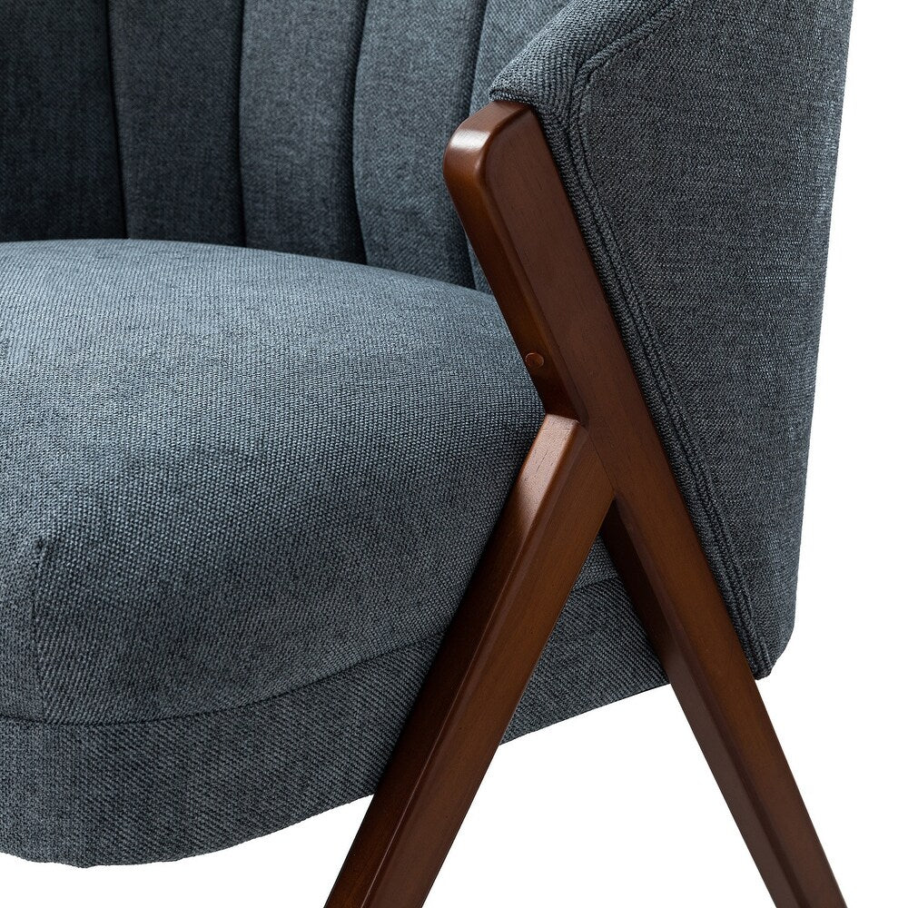 Vivian Mid-century Barrel Chair with a Scalloped Back