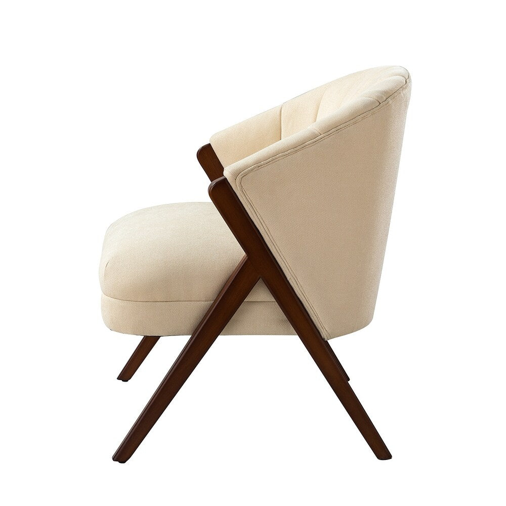 Vivian Mid-century Barrel Chair with a Scalloped Back