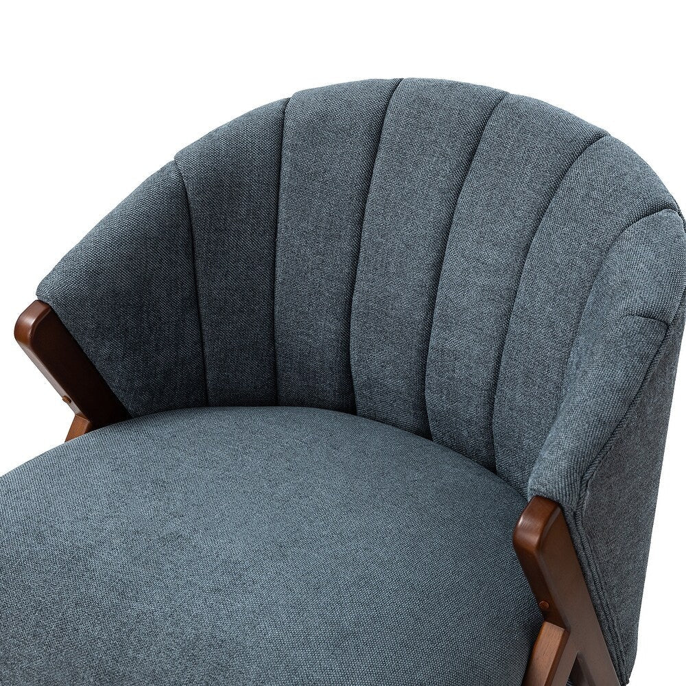 Vivian Mid-century Barrel Chair with a Scalloped Back