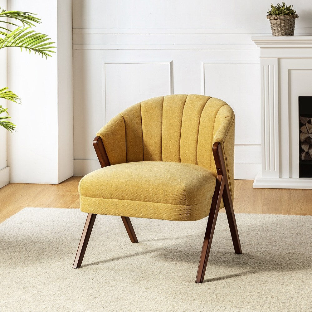Vivian Mid-century Barrel Chair with a Scalloped Back