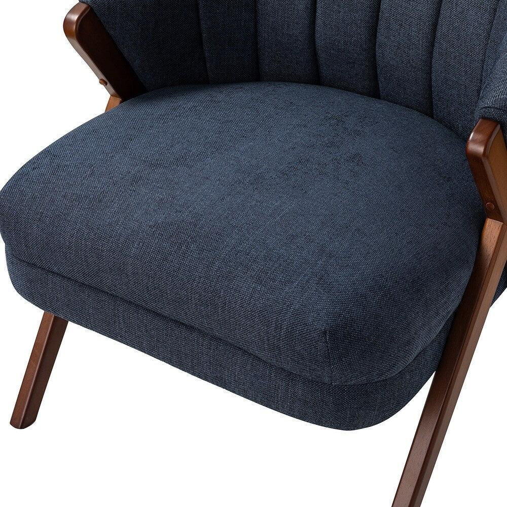 Vivian Mid-century Barrel Chair with a Scalloped Back