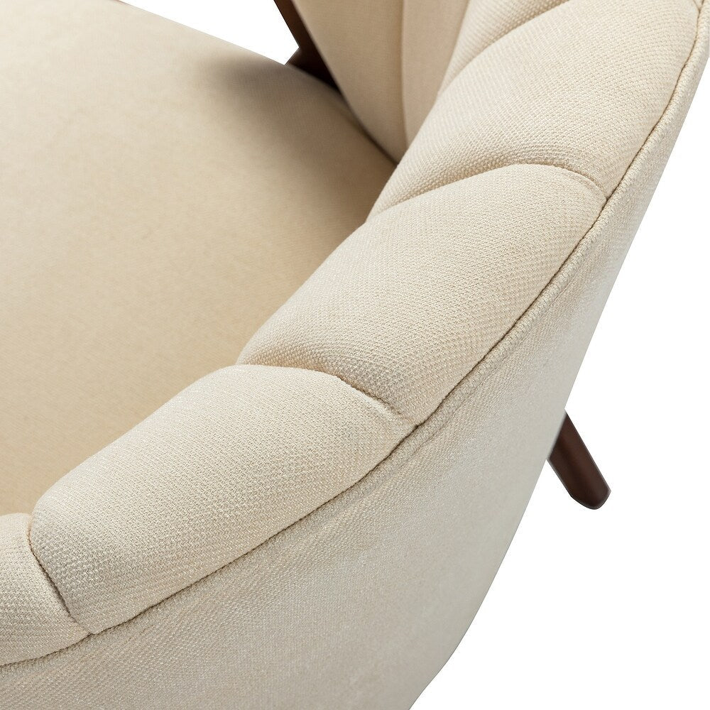 Vivian Mid-century Barrel Chair with a Scalloped Back