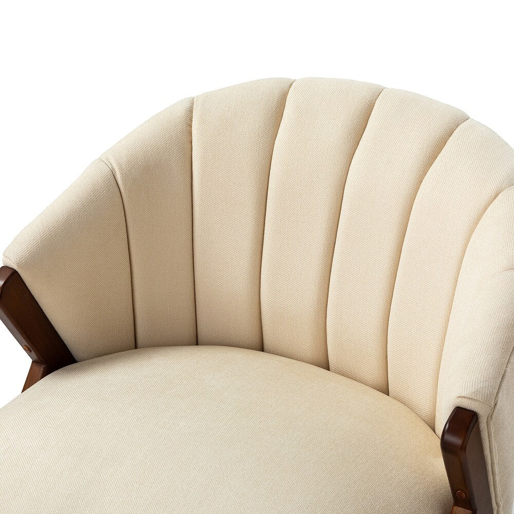 Vivian Mid-century Barrel Chair with a Scalloped Back