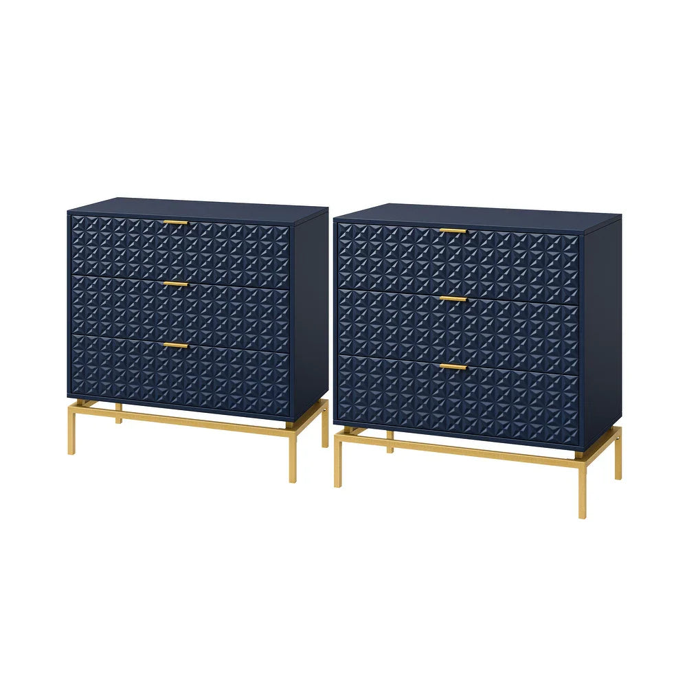 Volkard 31" Mid-century Storage Cabinet with a Metal Base Set of 2