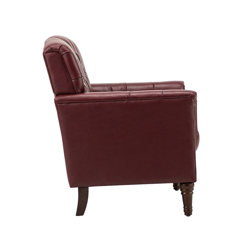 Wemer Transitional Genuine Leather Armchair with Button Tufted Back Set of 2