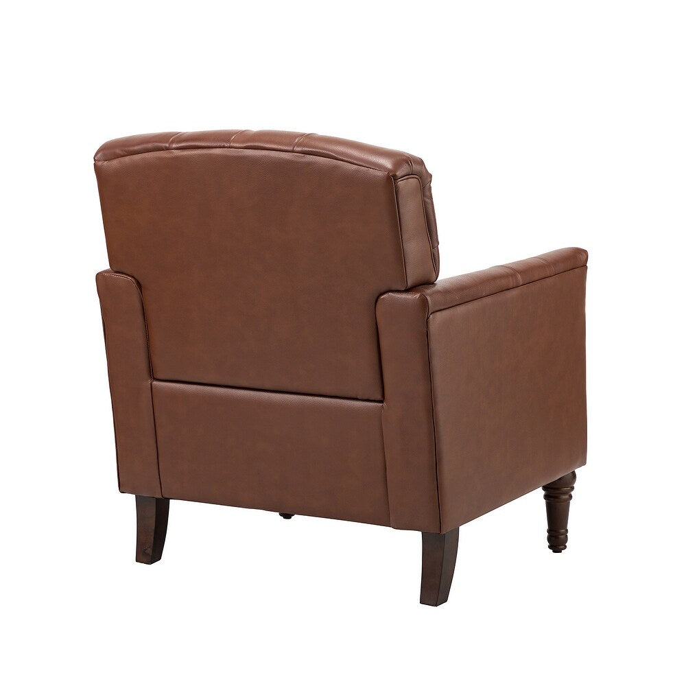 Wemer Transitional Genuine Leather Armchair with Button Tufted Back Set of 2