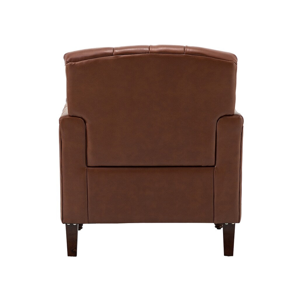 Wemer Transitional Genuine Leather Armchair with Button Tufted Back Set of 2