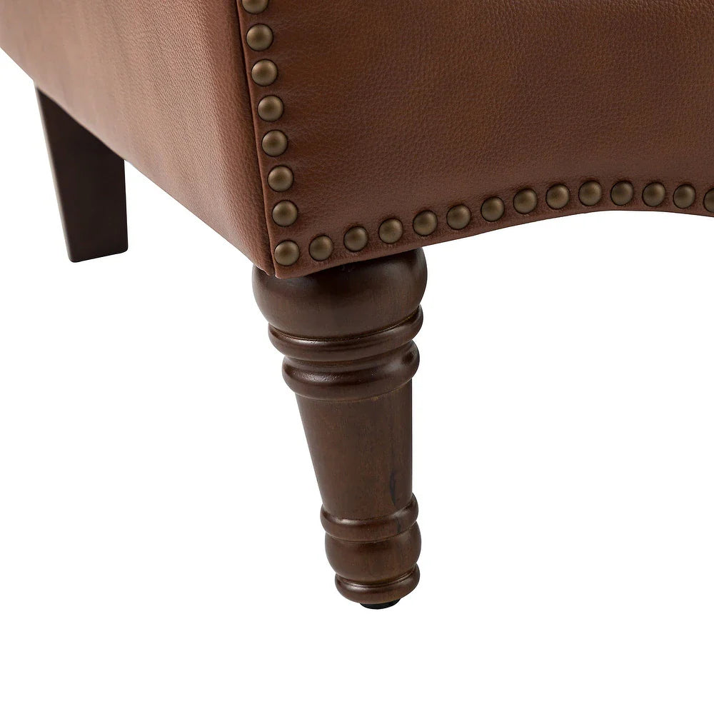 Wemer Transitional Genuine Leather Armchair with Button Tufted Back Set of 2