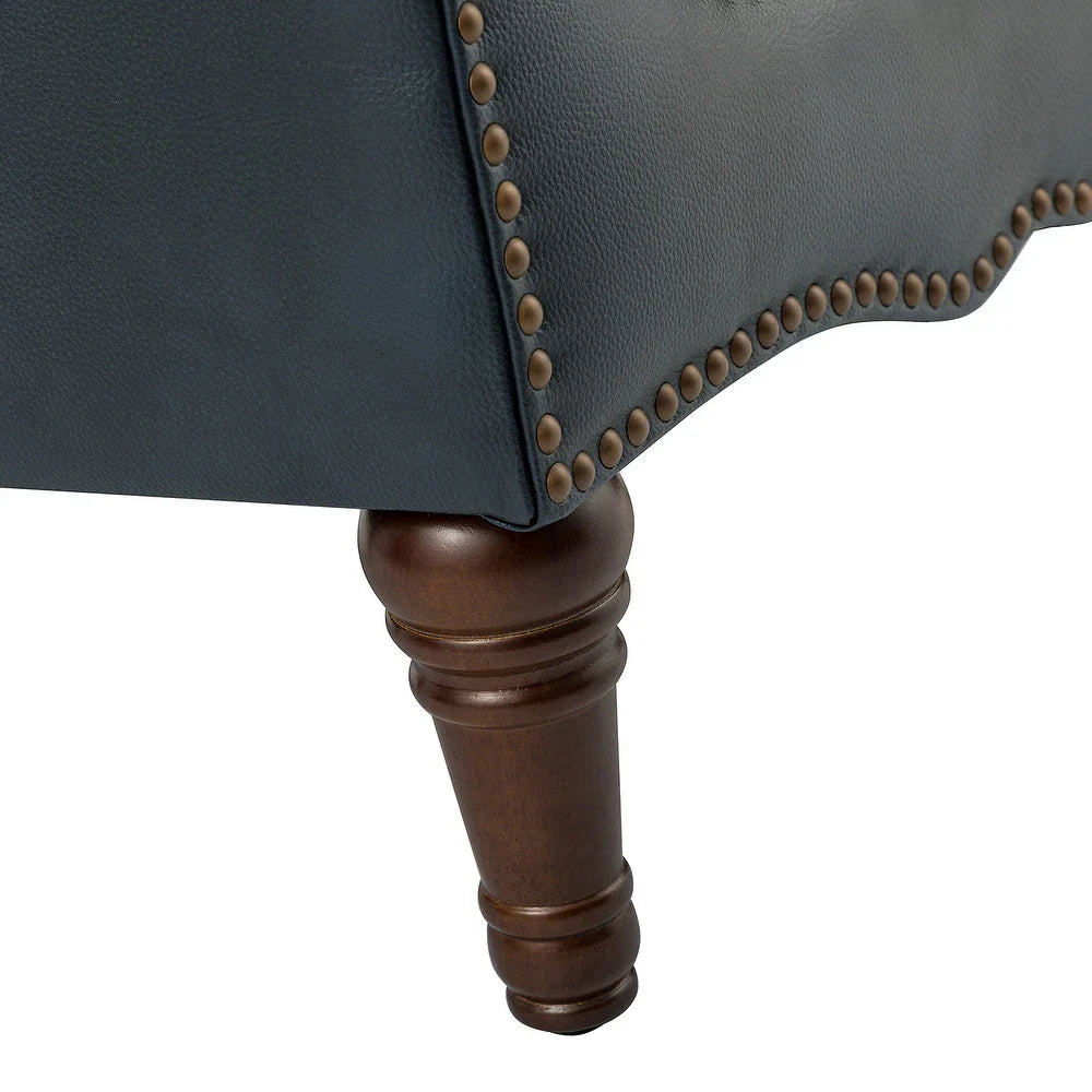 Wemer Transitional Genuine Leather Armchair with Button Tufted Back Set of 2