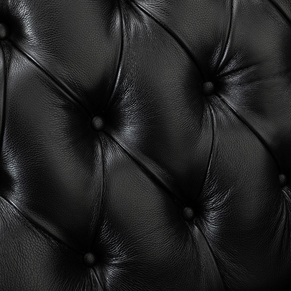 Wemer Transitional Genuine Leather Armchair with Button Tufted Back Set of 2