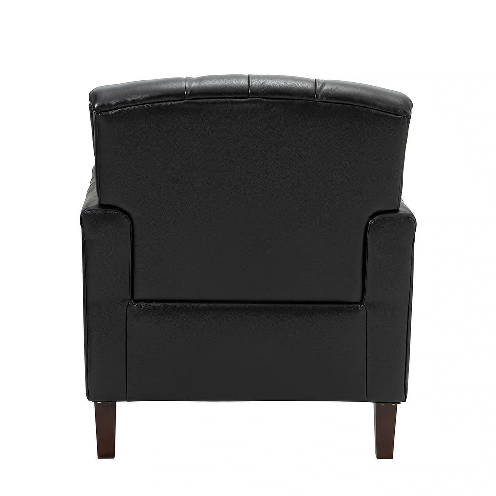 Wemer Transitional Genuine Leather Armchair with Button Tufted Back Set of 2