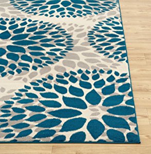 Floral Gray/Grey Turquoise Blue Area Rug