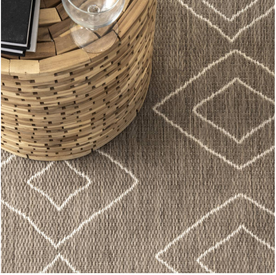 Moroccan Tribal Accent Light Brown Indoor/Outdoor Area Rugs - Durable/Easy Maintenance