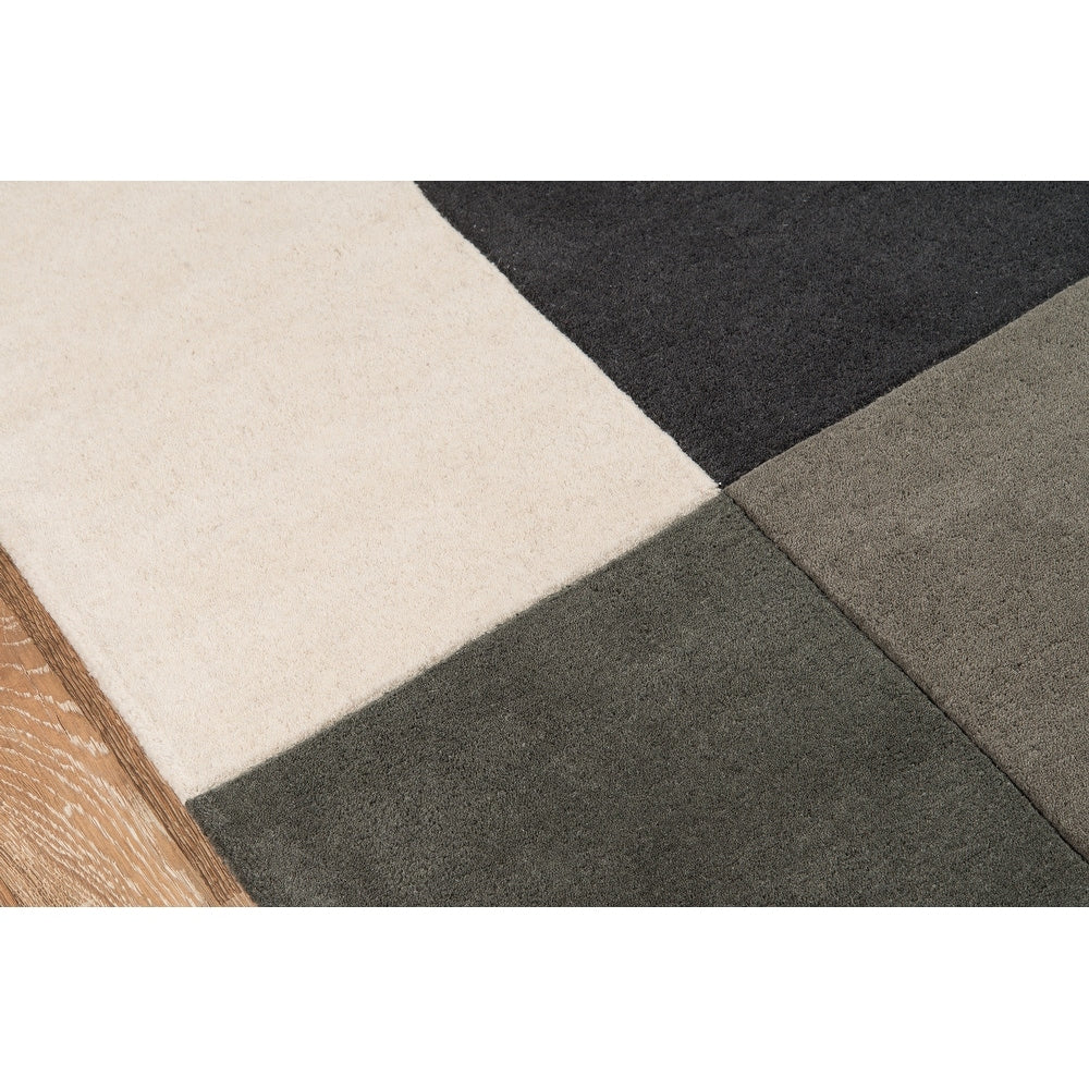 Delhi Hand Tufted Wool Contemporary Geometric Soft Area Rug - Charcoal