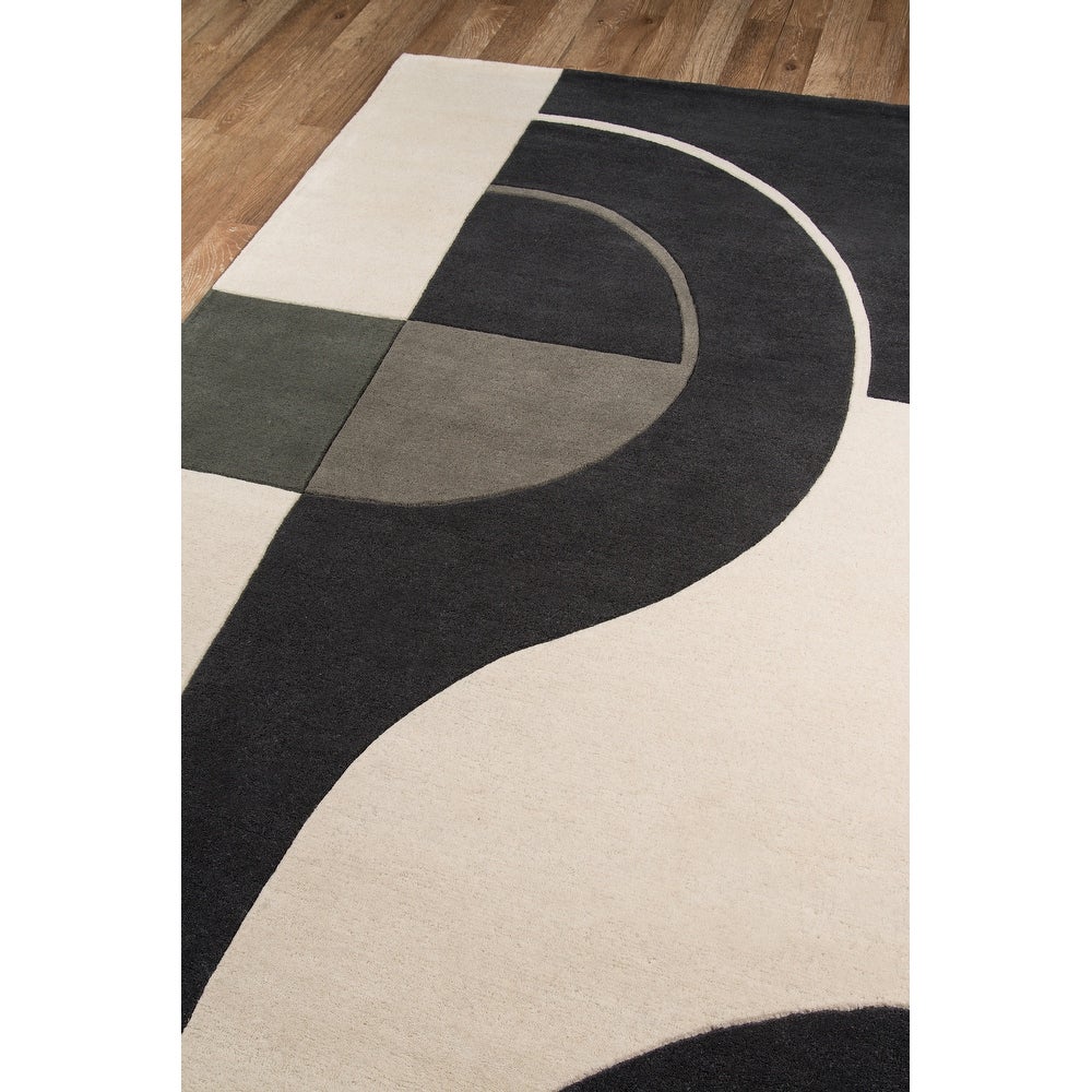Delhi Hand Tufted Wool Contemporary Geometric Soft Area Rug - Charcoal