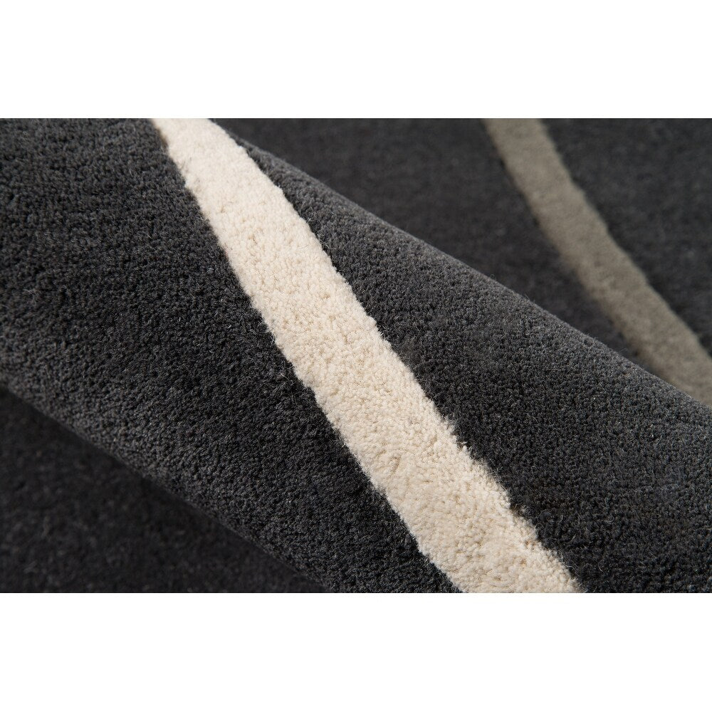 Delhi Hand Tufted Wool Contemporary Geometric Soft Area Rug - Charcoal