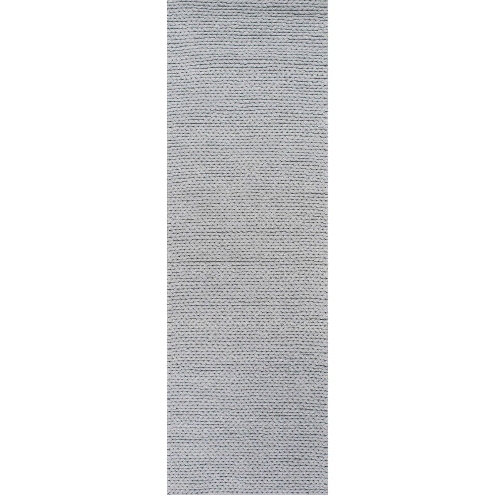 Handmade Braided Wool Grey Area Rug