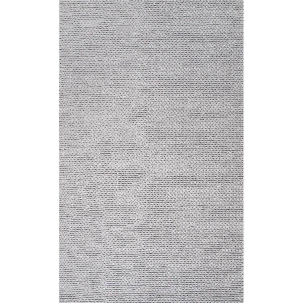 Handmade Braided Wool Grey Area Rug