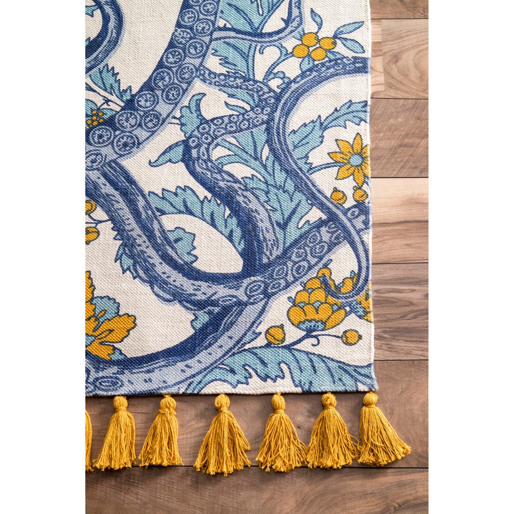 Handmade Cotton Wool Octopus Pattern Multi Soft Area Rugs