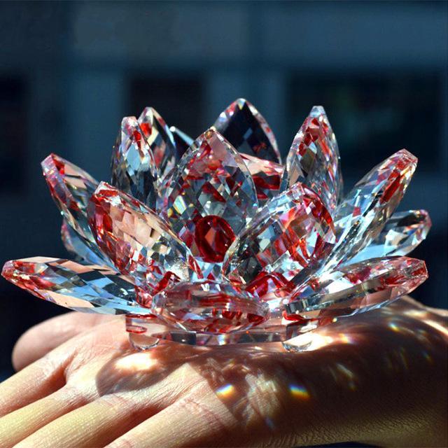 Home Decor Glass Quartz Crystal Lotus Flower
