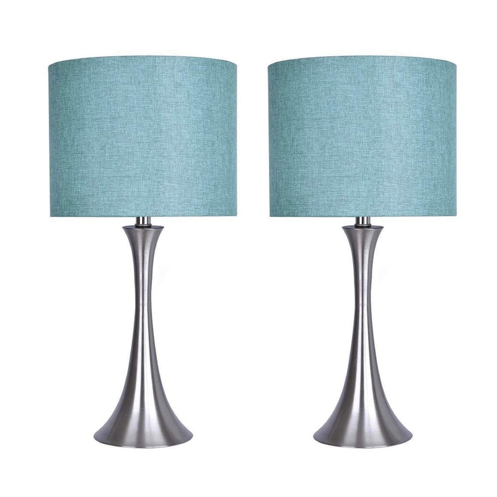 Metal Nickel Finish 25" Table Lamp Set (Set of 2)