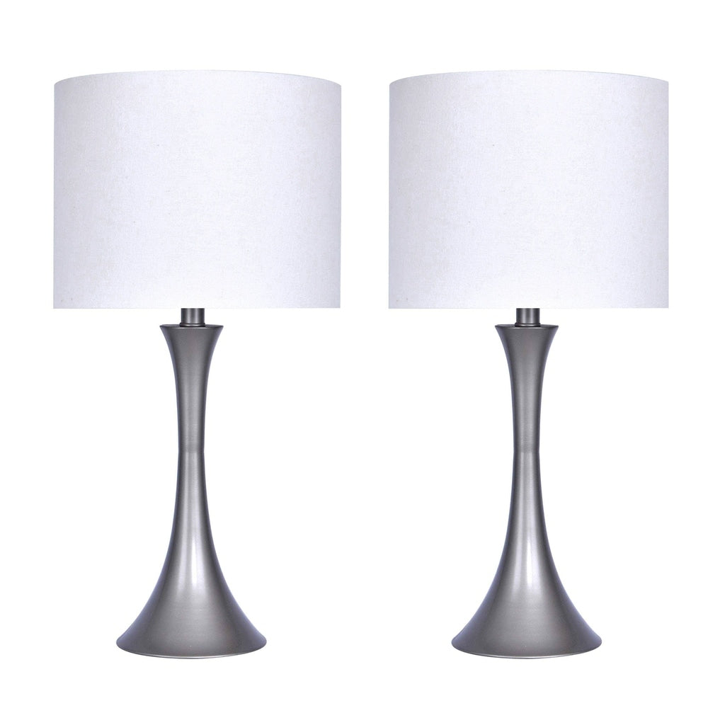 Metal Nickel Finish 25" Table Lamp Set (Set of 2)