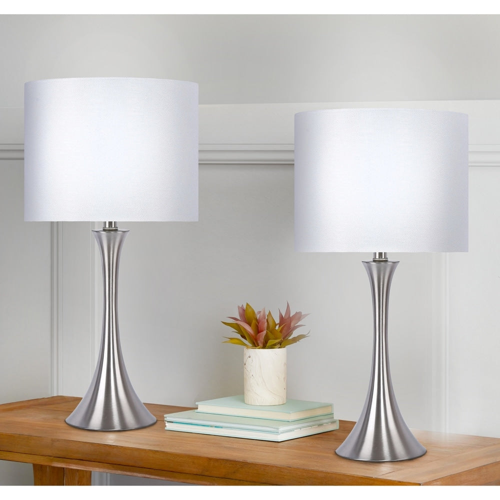 Metal Nickel Finish 25" Table Lamp Set (Set of 2)