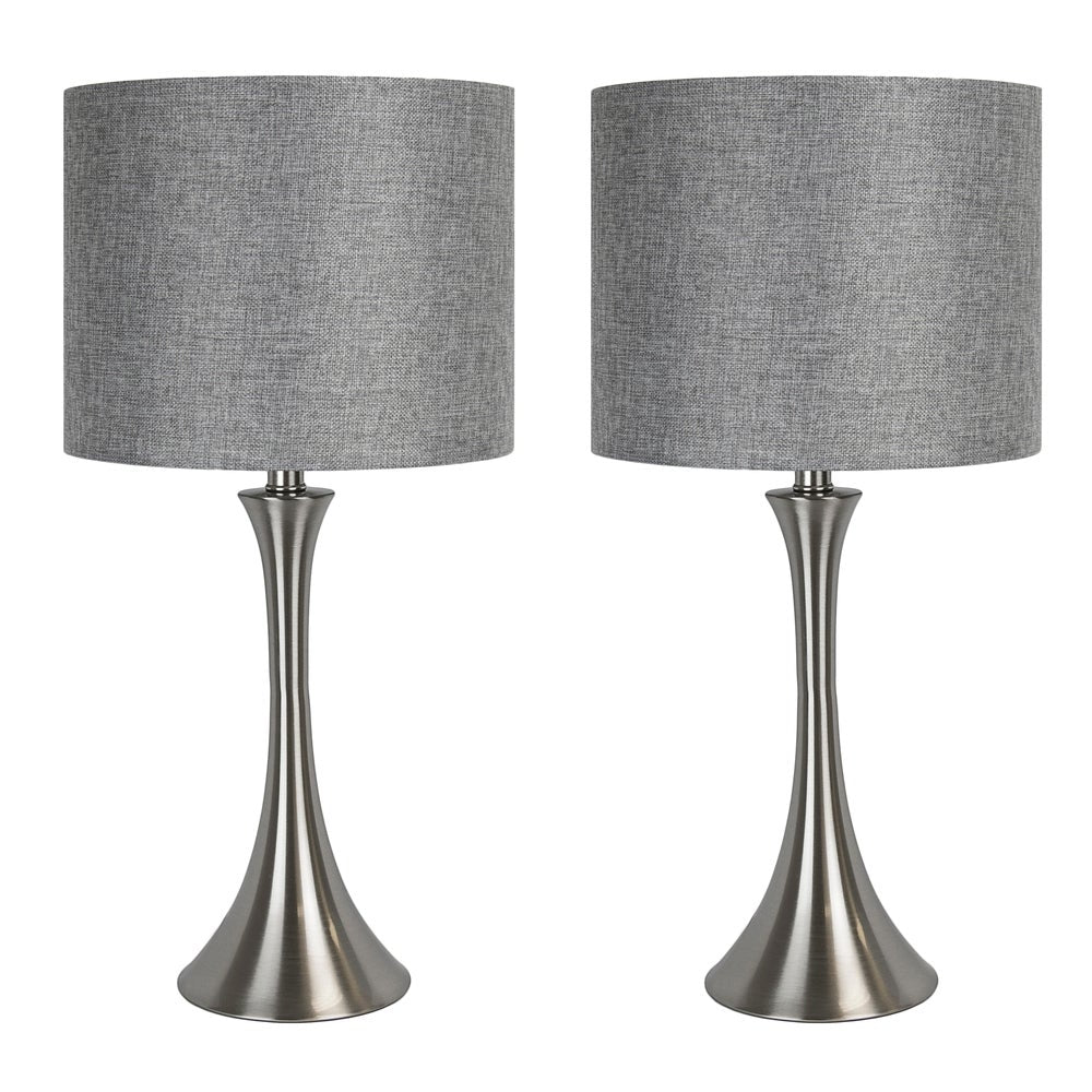 Metal Nickel Finish 25" Table Lamp Set (Set of 2)