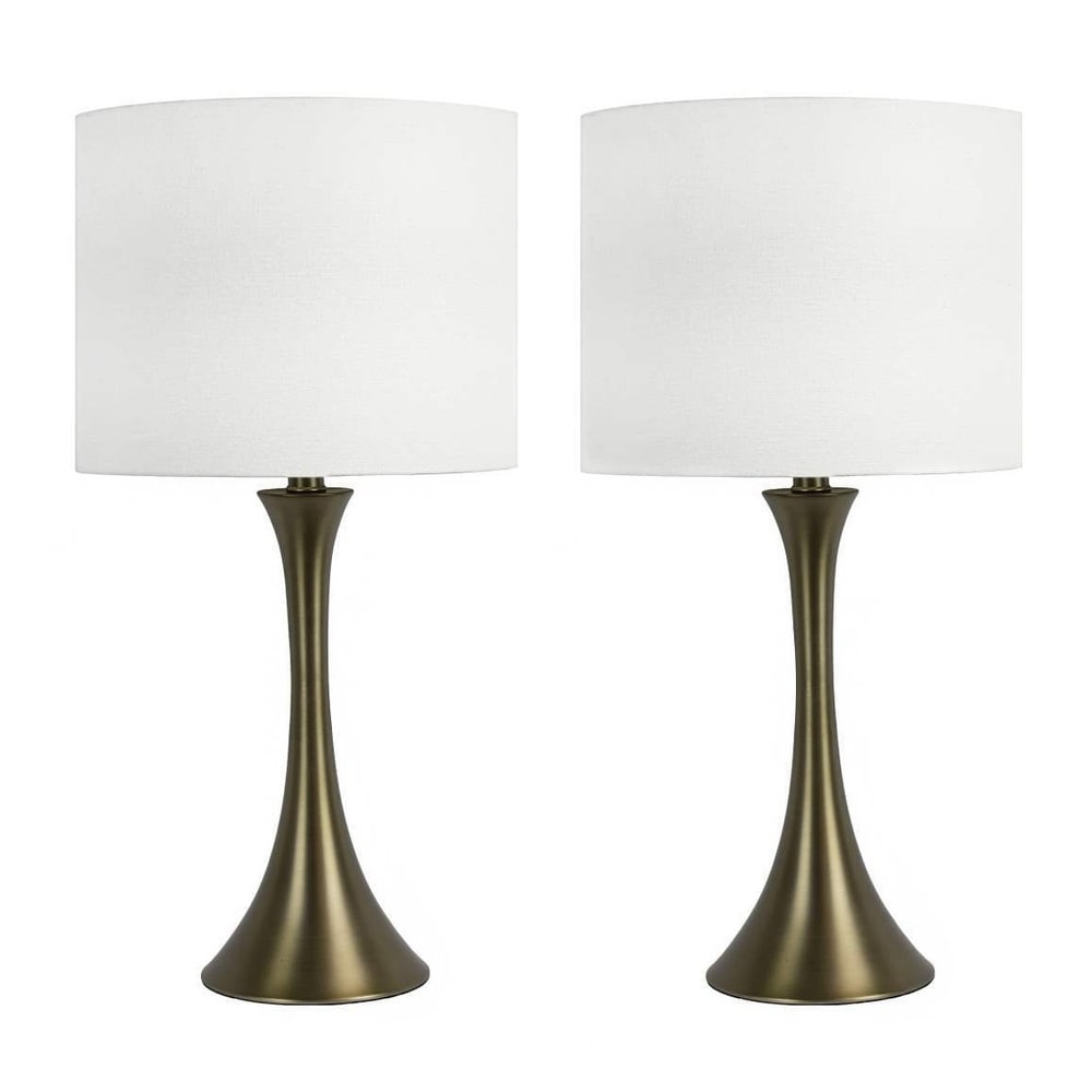 Metal Nickel Finish 25" Table Lamp Set (Set of 2)