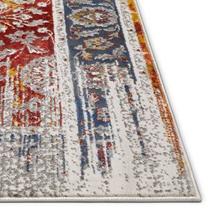 Modern Floral Persian Design Red Blue Area Rug
