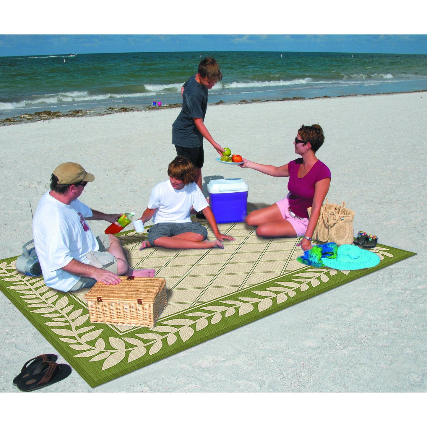 Reversible Indoor/Outdoor Rug/Mat With Carry Strap - 9 x 12 Size