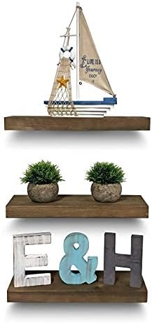 Rustic Farmhouse 3 Tier Justified Floating Wood Shelf  (Set of 3), Hardware and Fasteners Included (White Oak, 16")