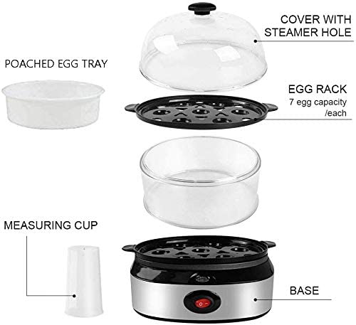 2 in 1 Electric Rapid Stainless 14 Egg Cooker/Steamer Auto Shut Off