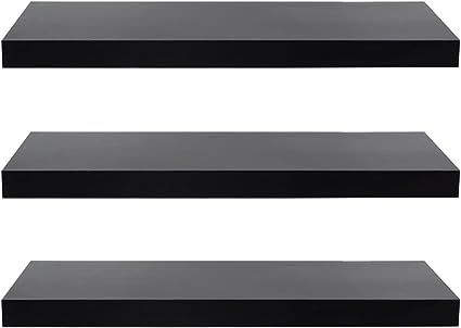 Floating Wall Shelf Black 24" (2 Pack)