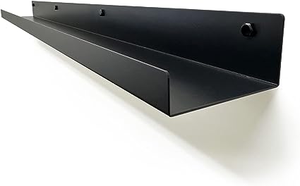 Floating Shelf Wall Mounted - Modern Industrial Metal Channel Ledge Black, 36 inch