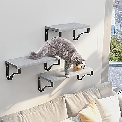 Set of 3 Floating Shelves with Heavy Duty Metal Frame, Hold up to 55lbs, Gray