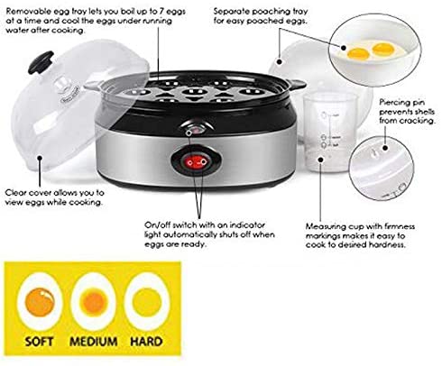 2 in 1 Electric Rapid Stainless 14 Egg Cooker/Steamer Auto Shut Off
