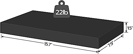 Set of 2, 15.7 Inch Hanging Shelf with Invisible Brackets