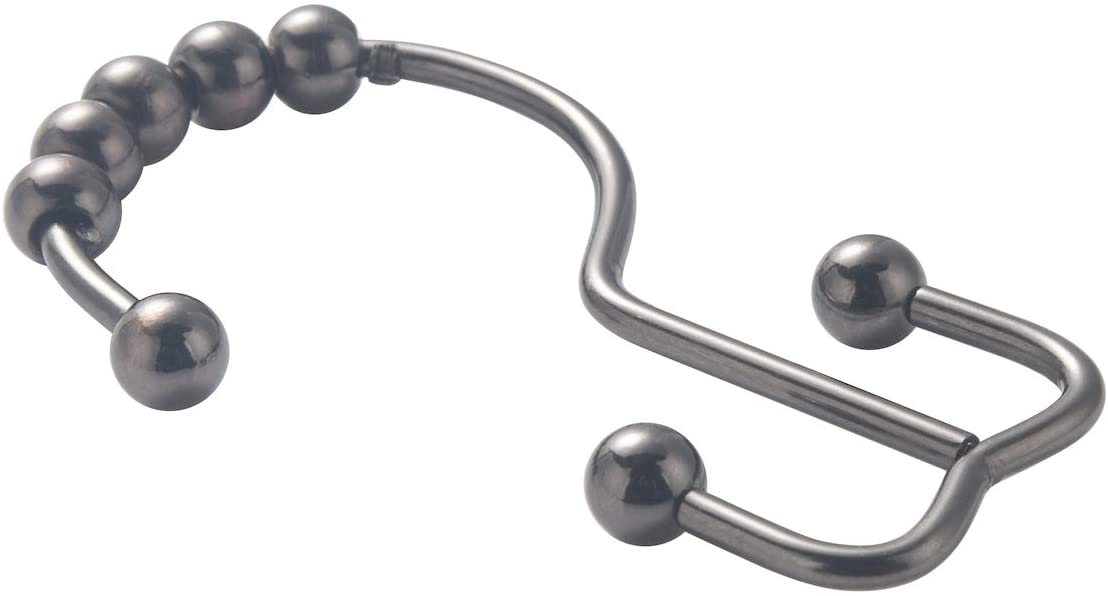 Shower Curtain Hooks Rings, Rust-Resistant Metal Set of 12 Hooks