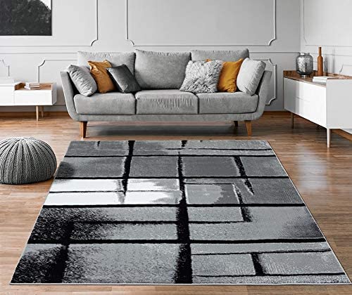 Lagos Collection Grey Art Deco Soft Area Rug