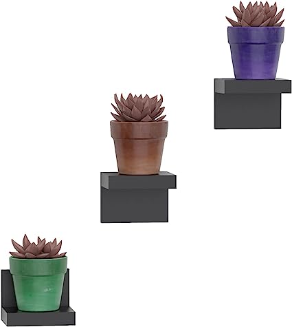 Pack Small Floating Shelves for Wall, Plastic Small Black Shelf 4 Inch Display Ledges for Small Decor, Mini Shelf for Wall with 2 Types of Installation (Adhesive or Screw)