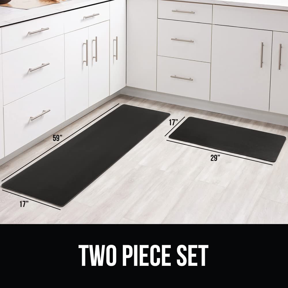 2 Piece Anti Fatigue Cushioned Kitchen Floor Mat Set - 17x24 and 17x48, Brown