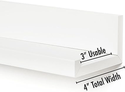 36" White Floating Shelf with Lip - Long Wall Mounted Storage Ledge for Bedroom, Living Room, Bathroom, Kitchen, Office and More